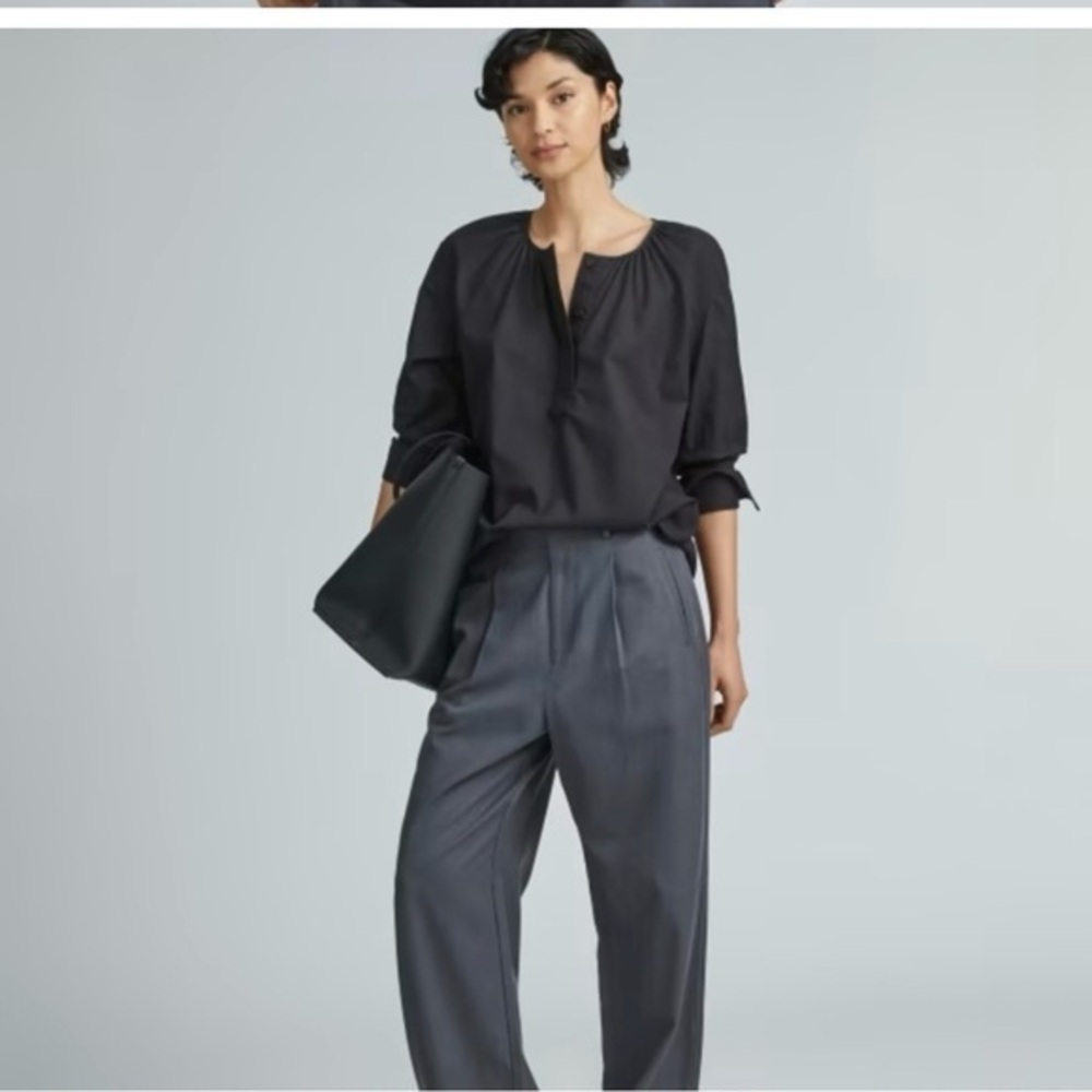 NWT EVERLANE The Silky Cotton Balloon Sleeve Top 8
